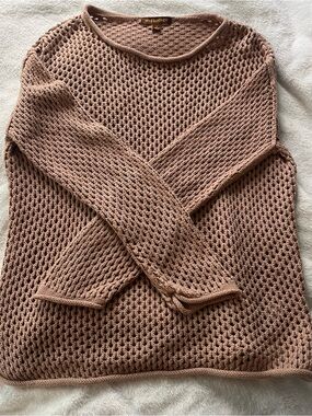 Hive & Honey Open-Knit Crewneck Sweater